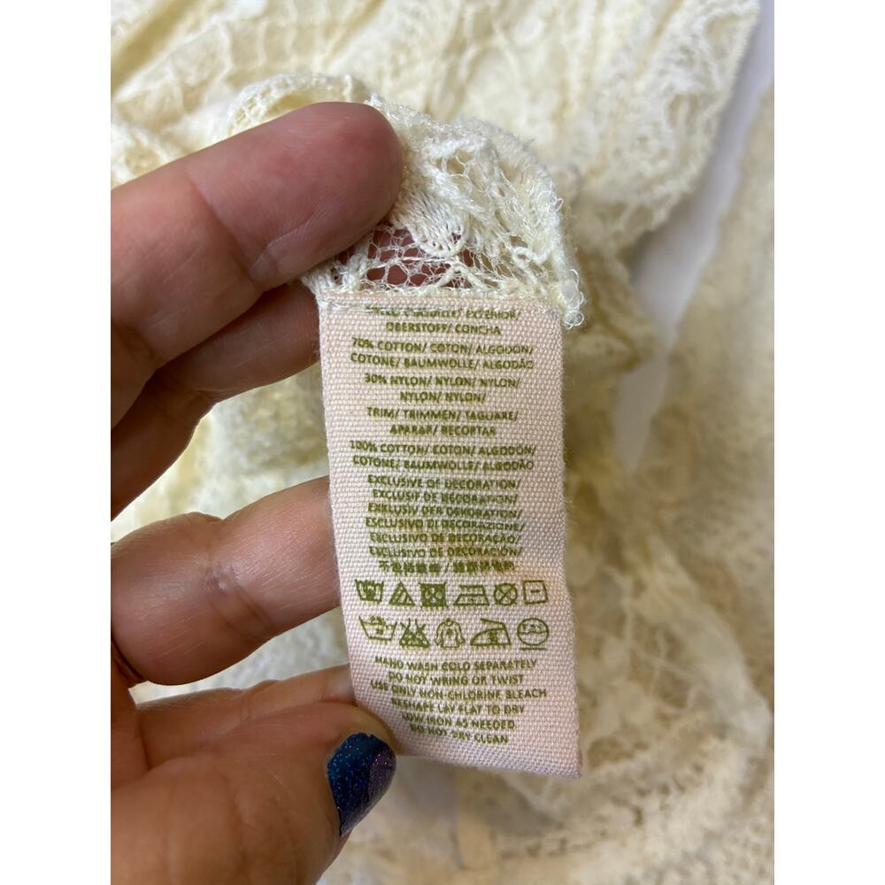 Free People Lace Top Women US Small Sheer Flowy Embroidered Indie Boho LS Aztec - Picture 4 of 9